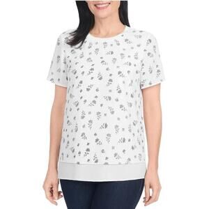 Hilary Radley Women's Short Sleeve Blouse, White, Size XS BN